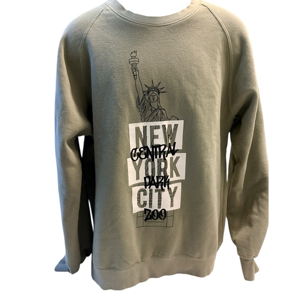 Vintage‎ MV Sport Men Sweatshjrt M Sage Green 90s New York City Central Park